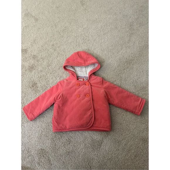 Boden Other - Baby Boden Coral Corduroy Floral Lined Hooded Jacket